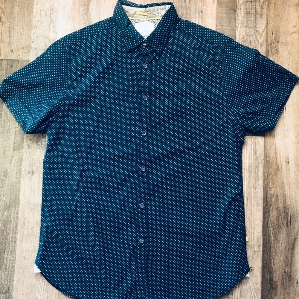 Navy blue slim fit Cactus Man button up shirt